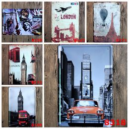 Metal Tin Signs Vintage Building Wall Poster Iron Plate Painting Bar Club Pub Home Decor 6 Designs Wholesale YW3574