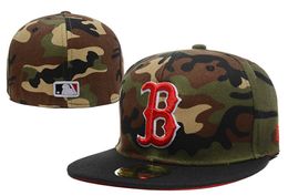 One Piece Classic Red Sox Fitted Hats Camo Top With Black Brim Team Logo Baseball Closed Caps For Men and Women5418030