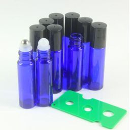 DHL Free 200pcs/lot Roll On Cobalt Fragrance Glass Bottles Essential Oils Dark Blue Glass Roller Ball Aromatherapy Bottle