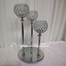 Monotonous combination of three sets of silver crystal ball candle cup wedding party holiday decoration senyu0219