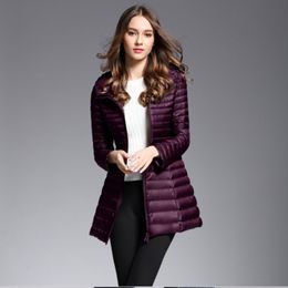 Navy/red/purple/black Winter Plus Size Womens long Down Jackets Ultra Light Duck Down Coat Puffer Jacket Slim Autumn Parkas lady