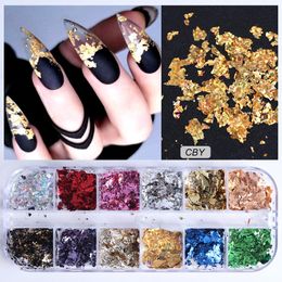 Full Beauty 12 Grids/Sets Nail Glitter Sequin Mixed Mirror/Mermaid/Sugar Round DIY Flake Paillette Nail Art Decorations CH067