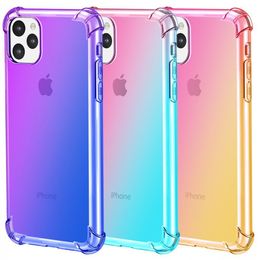 FASHION Gradient Dual Color Transparent TPU Shockproof Phone Case for iPhone 11 Pro Max XR XS MAX 8 Plus S10 Plus Note 10 Pro