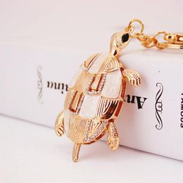 Fashion- Chain Glitter Enamel Alloy Animal Pendant Keychain Gold Tone Lobster Clasp Key Ring Holders Women Bag Accessories Decoration