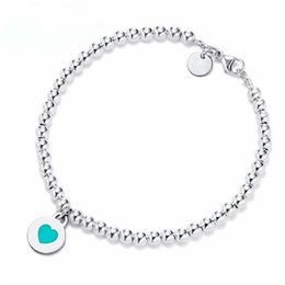 NEW Charms Gift 925 Sterling Silver Blue Heart shaped TF Attractive Temperament Bracelet World Jewellery