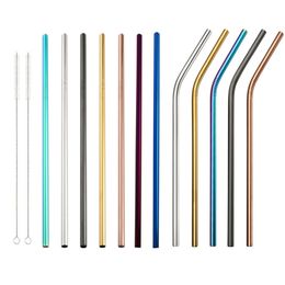 Stainless Steel Straws Metal Straws Colourful 8.5"/ 9.5" /10.5" Bent and Straight Reusable Drinking Straws VT1021