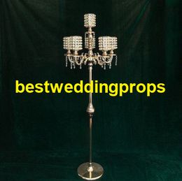 NEw style sliver Gold Candle Holders Metal Candlestick Flower Vase Table Centrepiece Event Flower Rack Road Lead Wedding Decoration best0659