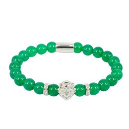 Fashion-Natural Fresh Precious Stone Prayer Beads String Bracelet With Lion'S Head, Lion'S Head Has Four Colours Can Be Choose