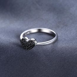 Wholesale- Heart Natural Black Spinel Ring 925 Sterling Silver Rings for Women Engagement Ring Silver 925 Gemstones Jewelry