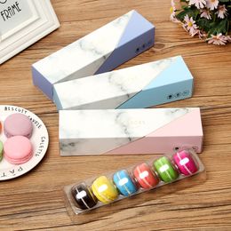 6 Grid Marble Style Macaron Boxes with Platic Tray Chocolate Biscuit Muffin Cardboard Packaging Box for Baking Party