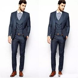 Designer Grey Mens Suit Three Pieces Groom Suit Wedding Suits For Best Men Slim Fit Groom Tuxedos For Man(Jacket+Vest+Pants)