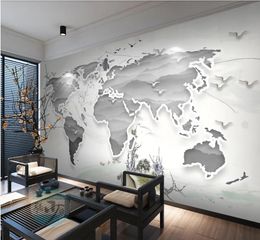 wallpaper for walls 3 d for living room New world map tv sofa background