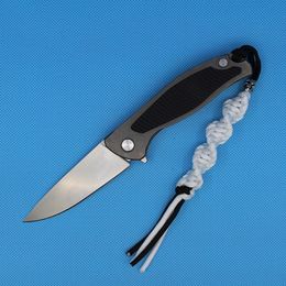 High End Ball Bearing Flipper Folding Knife D2 Stone Wash Blade CNC TC4 Titanium Alloy + G10 Handle EDC Knives With Nylon Bag