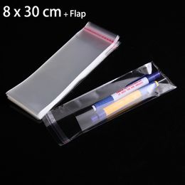 200pcs 8 x 30cm TRANSPARENT PACKAGING PLASTIC BAG CLEAR RESEALABLE POLY OPP CELLOPHANE CELLO BAGS