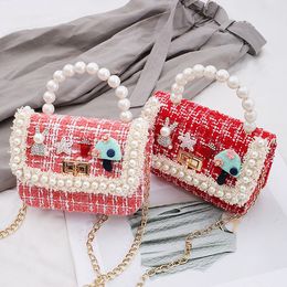 2020 Baby HandBags Newest Kids Handbags Fashion Girls Mini Princess Coin Purses Girl Cute Cartoon Pearl Handbags Chain shoulder Bags Gifts