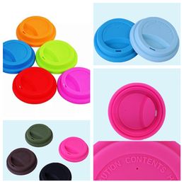 fashion Silicone Cup Lids 9.5cm Anti Dust Spill Proof Food Grade Drinkware Mugs Lidg Milk Tea Cups Cover Seal Lids homewareT2I5443