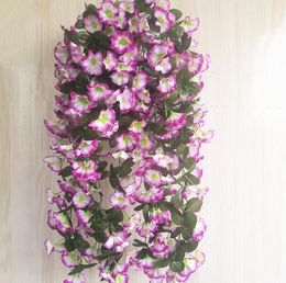 one Morning Glory Vines Hanging Vine Flowers with wall vase for Wedding Artificial Decorative Wall Hanging Flower 5 Colours