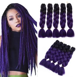 Two Tone Ombre Jumbo Braiding Hair Extension 100g/pc Kanekalon Fiber for Box Crochet Twist Braiding Hair