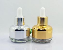 30ml Essential Oil Dropper Perfume Bottle Gold Silver Color Empty Glass Packaging Bottle SN3962