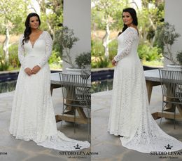 2020 New Arrival Wedding Gowns Lace Applique Long Sleeve Plus Size Wedding Dresses A Line Sweep Train Zipper Jewel Neck Tulle Bridal Gown