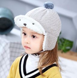 2019 new design winter warm thermal fleece hat for kids chldren fleece ear muffs beanies cap cute baby girls bonnet outdoor sport beret