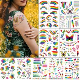 Arc En Designs Tatouage Temporaire Autocollant Bras Visage Body Art Decal Forehead Camouflage Tattoo Pour Kid Femme Papillon Ange Peinture Rose Fleurs