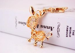 3pcs Crystal Rhinestone Pendant Car Key Chains Gold Plated Crystal Rhinestone Stone Enamel Alloy Metal Animal Donkey Key Ring Hold294S