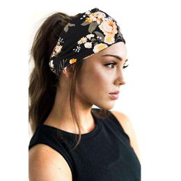 Fashion Sport Yoga Head Wrap with Button Solid Colour Dance Biker Wide Headband Hood Elastic Women Ribbon Hairband