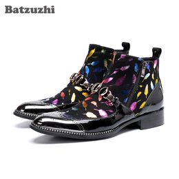Batzuzhi Italian Type Men Boots Iron Toe Soft Genuine Leather Ankle Boots Men Multi Colour Party Botas Hombre Designer's Shoes!