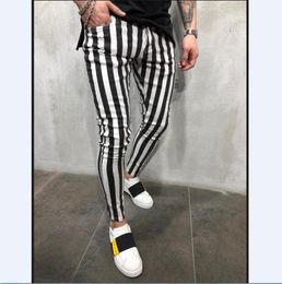 Joggers With Black White Stripes For Men Casual Pants Fitness Sportswear Pencil Bottoms Skinny Sweatpants Trousers249w