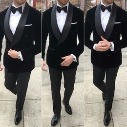 African Black Velvet Wedding Tuxedos Groom Suit Wedding Suit For Men 2020 Wedding Groom Suit For Men Jacket Pants Business plus size Suits