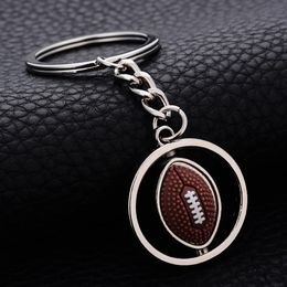 10pcs Chaveiro! Creative Personality Rotation Football Keychain Bag Keyring Charm Car Keyfobs Key Holder Wholesale Round Gift