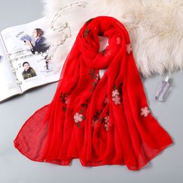 Wholesale-Designer scarf embroidery fashion embroidery women's scarf high quality travel sun shawl