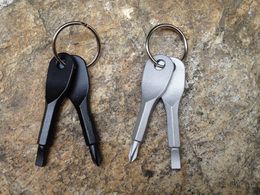 Stainless Steel Screwdrivers Keychain Outdoor Pocket Key Ring Set With Slotted Mini Hand Key Pendants Keyrings DH0445