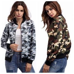 Women Jacket Camouflage Coat Autumn Baseball Cardigan Print Zipper Sportswear Fashion Outdoor Bomber Outerwear Casual Jumper YFA636