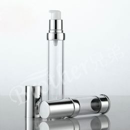 10ml 15ml 20ml 30ml Silver Airless Bottle Plastic Lotion Bottles with Airless Pump Can used for 100pcs/lot