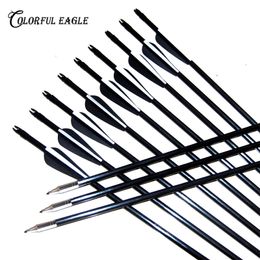 12pcs/pack,31.5inch-28inch Archery Hunter Nocks Fletched Steel Fibreglass Arrows Target Practise for Compound Recurve Bow Arrow Shooting