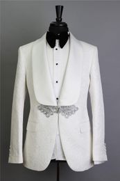 Hot Selling Groomsmen Shawl Lapel Groom Tuxedos One Button Men Suits Wedding/Prom/Dinner Best Man Blazer ( Jacket+Pants+Tie) K413