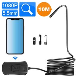 10M Cable Length 1080P Wireless Endoscope, WiFi Borescope Inspection Camera 2.0 Megapixels HD Snake Camera for Android and iOS Smartphone Cam PQ302