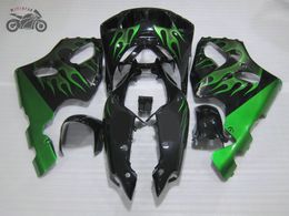 Customise chinese fairing kits for kawasaki ninja zx 7r 9603 zx7r 1996 1997 1998 2000 2003 green flames chinese fairings kits