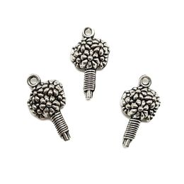 100pcs Bouquet flower Antique Silver Charms Pendants DIY Jewellery Findings For Jewellery Making Bracelet Necklace Earrings 11*22mm
