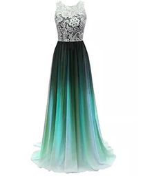 2019 Newest Hot Sale Sexy Lace Gradient Prom Dresses With Long Chiffon Plus Size Ombre Evening Party Gowns Formal Party Gown QC1411