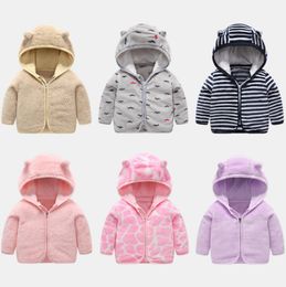 Baby Coat Fleece Infant Boys Hooded Jacket Solid Newborn Girls Coats Thicken Warm Toddler Outwears Boutique Baby Clothing 12 Colors DW4204