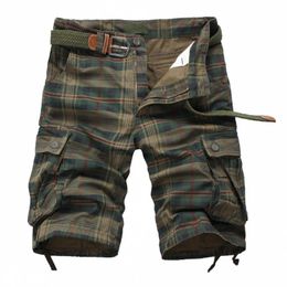 High quality England style Summer Men's Army Cargo Work Casual Bermuda Plaid Shorts Men Fashion Classic Overall Match mma shorts