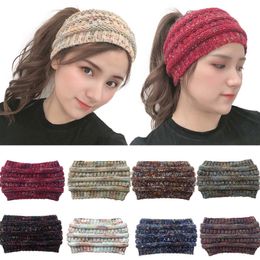 New Arrival Women Woollen Knit Elastic Headband Multicolor Ear Protection Ponytail Hat Warm for Autumn Winter