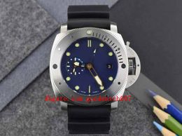 Men's Silver dial Bezel Movement Counterclockwise Manual winding movement Black rubber strap Diving Fashion Blue face 371Sport Watches