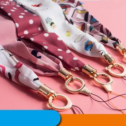 Mobile phone scarf lanyard hanging neck detachable wide sling silk ribbon female key U Disc anti-lost factory school rope