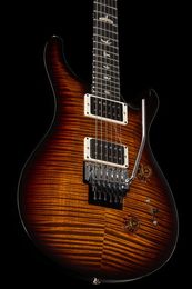 Promotion! Private 24 Floyd 10 Top BWB Brown Curly Falme Maple Top Electric Guitar Floyd Rose Tremolo, 2 Humbucker Pickups, 5 Way Switch