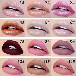 HANDAIYAN Brand Gold Silver Glitter Matte Lipstick Waterproof Red Matte Lips Gloss Liquid Lipstick Cosmetic Beauty Lip Colour