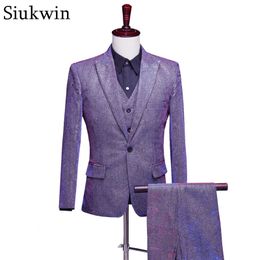 Costumes Hommes Costumes Rêve Couleur Pour Mariage Gris Bleu Pourpre Hommes Trois Pièces Costumes Traje De Novio Men Costume